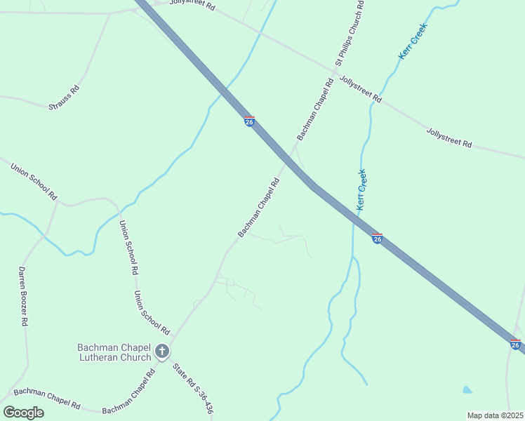 map of restaurants, bars, coffee shops, grocery stores, and more near 3714 Bachman Chapel Road in Prosperity