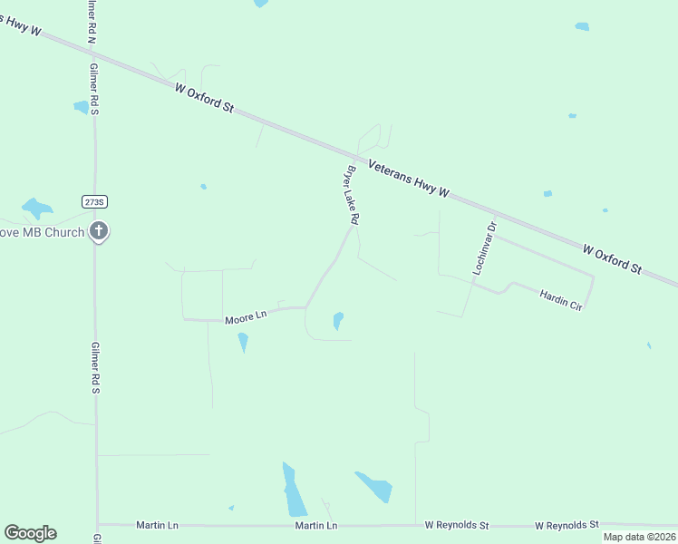 map of restaurants, bars, coffee shops, grocery stores, and more near 133 Bryer Lake Road in Pontotoc