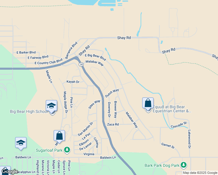 map of restaurants, bars, coffee shops, grocery stores, and more near 276 Stanford Way in Big Bear