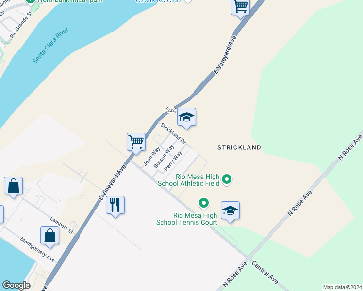 map of restaurants, bars, coffee shops, grocery stores, and more near 4971 Perry Way in Oxnard