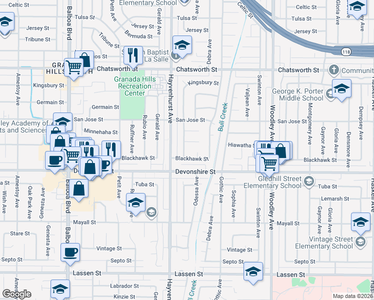 map of restaurants, bars, coffee shops, grocery stores, and more near 10356 Monogram Avenue in Los Angeles