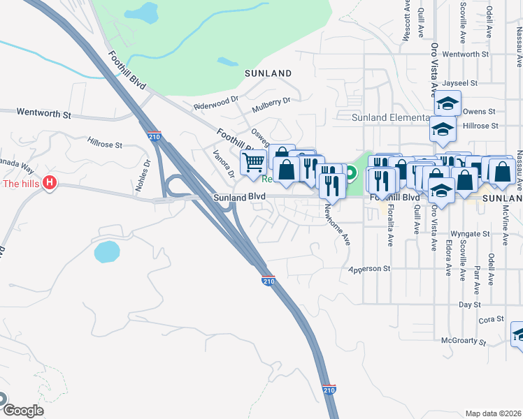 map of restaurants, bars, coffee shops, grocery stores, and more near 8808 Wyngate Street in Los Angeles
