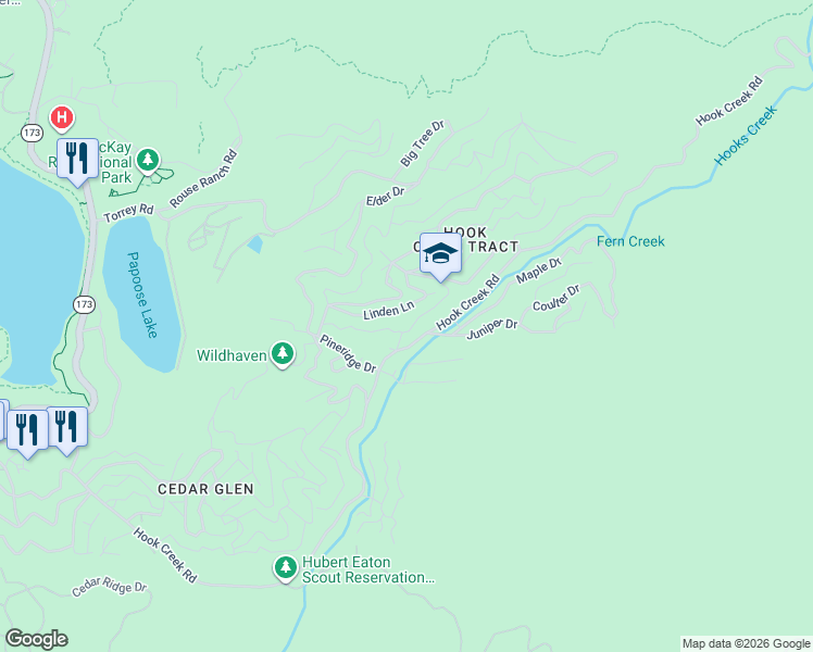 map of restaurants, bars, coffee shops, grocery stores, and more near 29726 Katherine Way in Lake Arrowhead