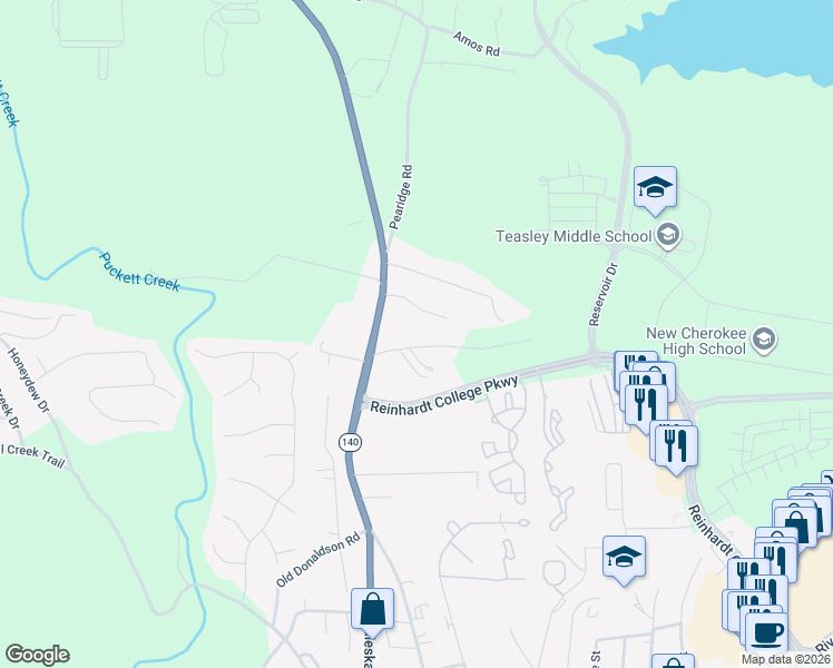 map of restaurants, bars, coffee shops, grocery stores, and more near 217 Vandiver Road in Canton