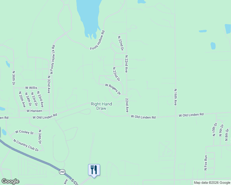 map of restaurants, bars, coffee shops, grocery stores, and more near 2261 West Rogers Drive in Show Low