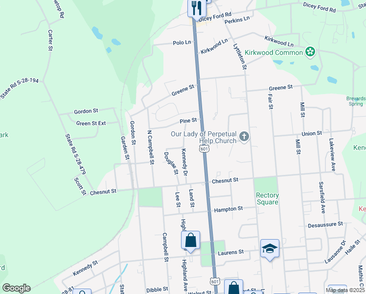 map of restaurants, bars, coffee shops, grocery stores, and more near 618 Douglas Street in Camden
