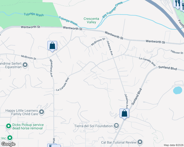 map of restaurants, bars, coffee shops, grocery stores, and more near 10521 Mary Bell Avenue in Los Angeles
