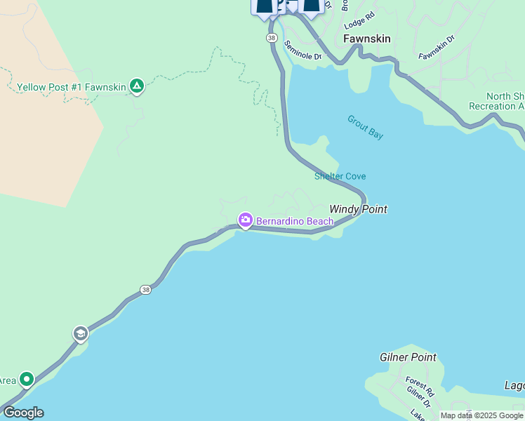 map of restaurants, bars, coffee shops, grocery stores, and more near 352 Big Bear Boulevard in Fawnskin