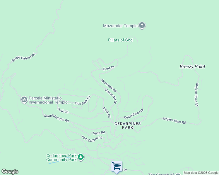 map of restaurants, bars, coffee shops, grocery stores, and more near Reservoir Road in Crestline