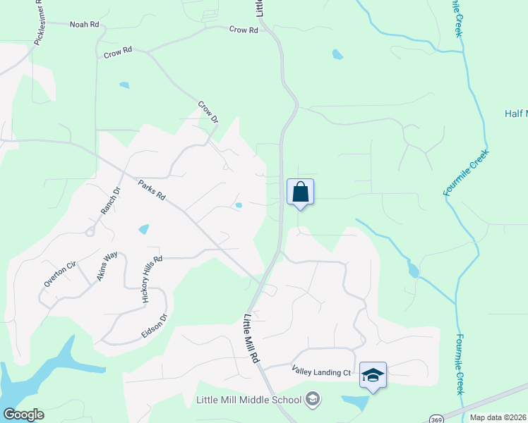 map of restaurants, bars, coffee shops, grocery stores, and more near 7325 Little Mill Road in Cumming