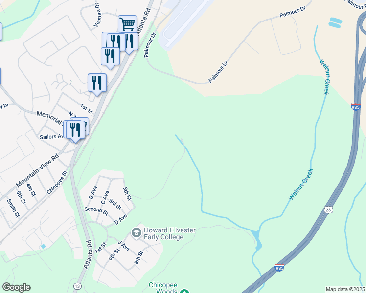 map of restaurants, bars, coffee shops, grocery stores, and more near 145 N Ave in Gainesville