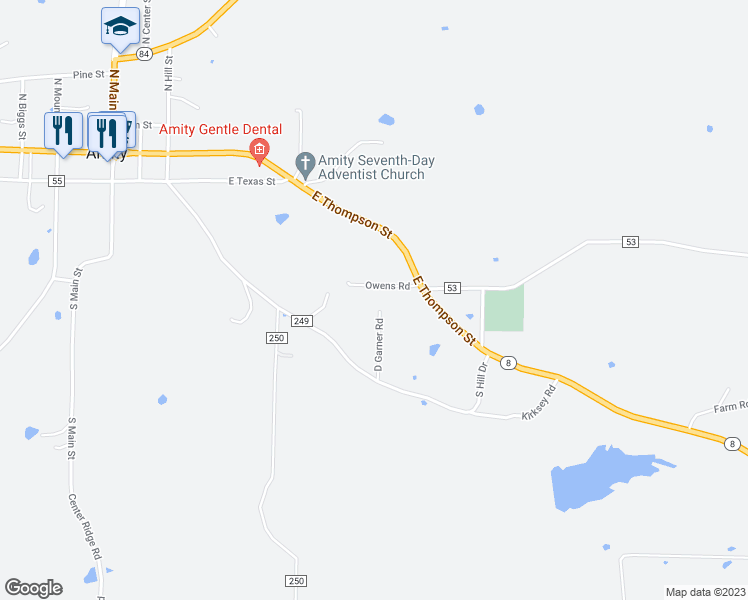 map of restaurants, bars, coffee shops, grocery stores, and more near 415 D Garner Road in Amity