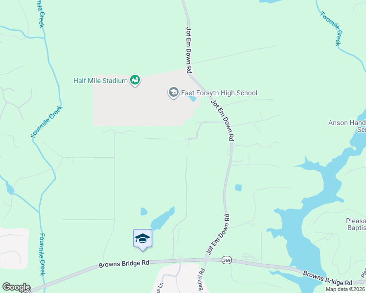 map of restaurants, bars, coffee shops, grocery stores, and more near 9355 Meadow Brook Drive in Gainesville