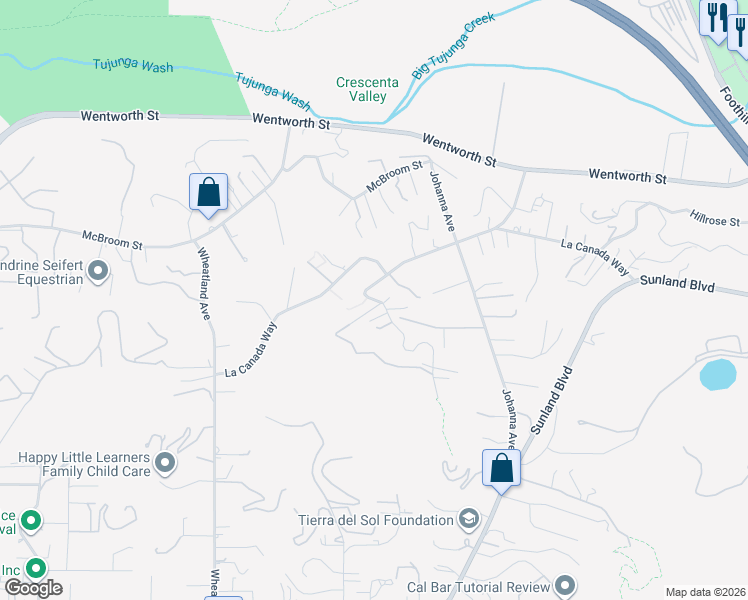 map of restaurants, bars, coffee shops, grocery stores, and more near 10521 Mary Bell Avenue in Los Angeles