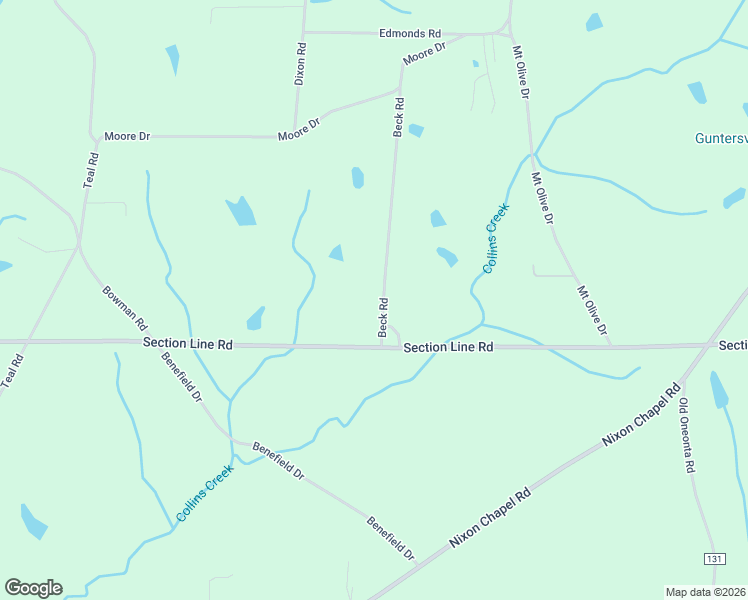 map of restaurants, bars, coffee shops, grocery stores, and more near 117 Beck Road in Albertville