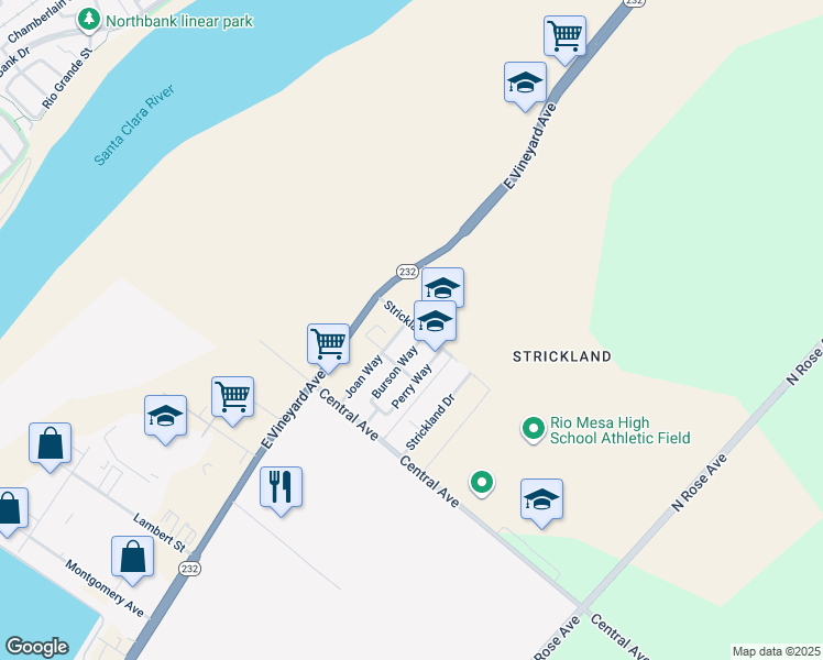 map of restaurants, bars, coffee shops, grocery stores, and more near 4978 Joan Way in Oxnard