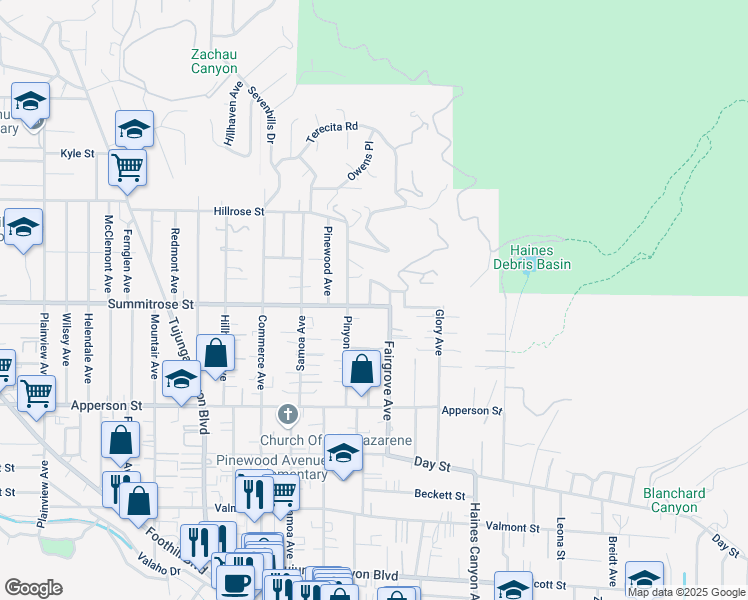 map of restaurants, bars, coffee shops, grocery stores, and more near 10506 Silverton Avenue in Los Angeles