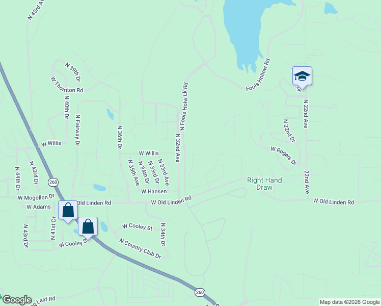 map of restaurants, bars, coffee shops, grocery stores, and more near 3031 Alpine Ridge in Show Low