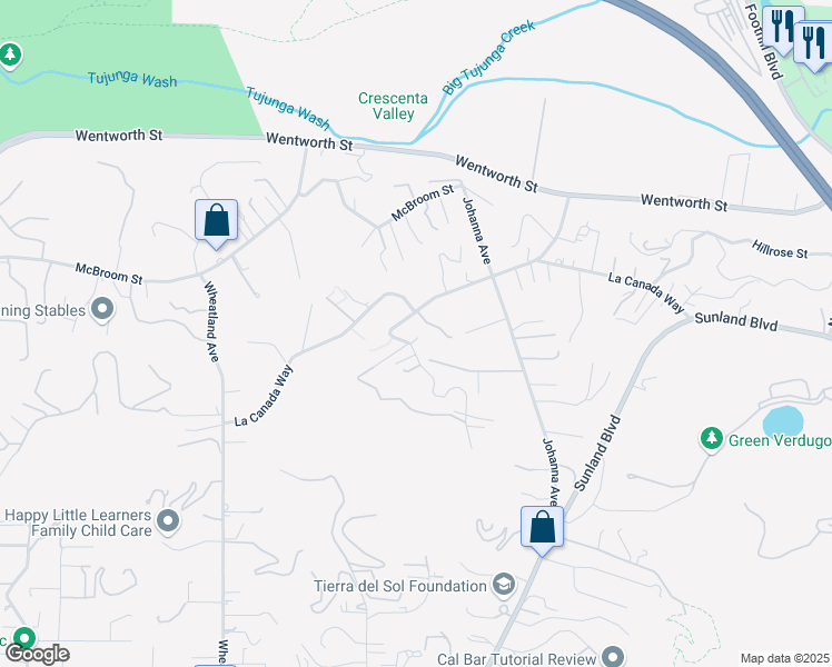 map of restaurants, bars, coffee shops, grocery stores, and more near 10500 Mary Bell Avenue in Los Angeles