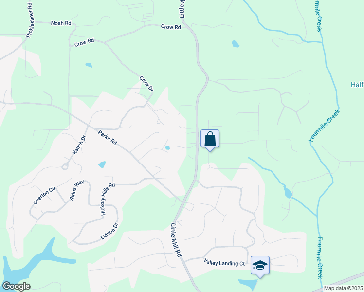map of restaurants, bars, coffee shops, grocery stores, and more near 7329 Little Mill Road in Cumming