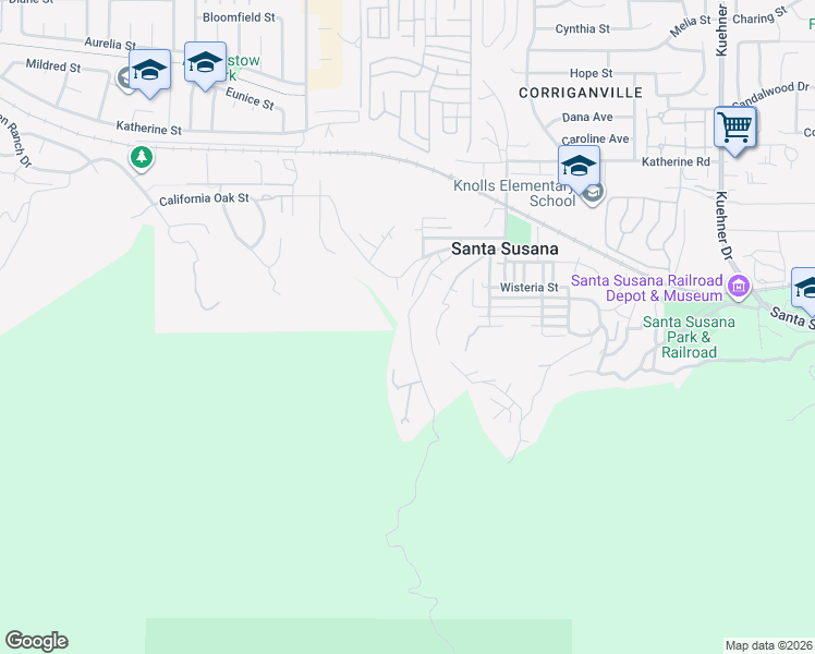 map of restaurants, bars, coffee shops, grocery stores, and more near 1125 Black Canyon Road in Simi Valley