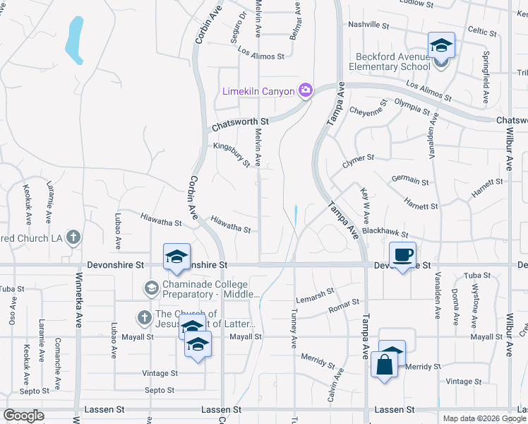 map of restaurants, bars, coffee shops, grocery stores, and more near 10430 Melvin Avenue in Los Angeles