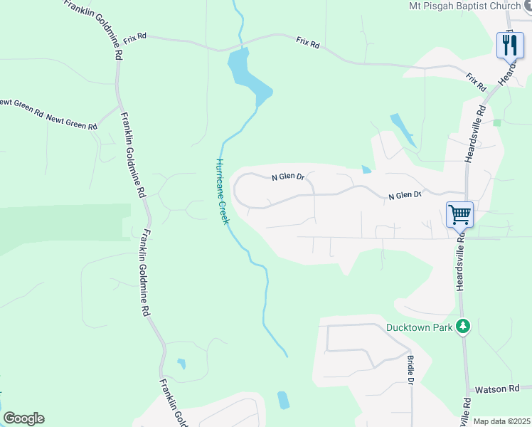 map of restaurants, bars, coffee shops, grocery stores, and more near 6715 North Glen Drive in Cumming