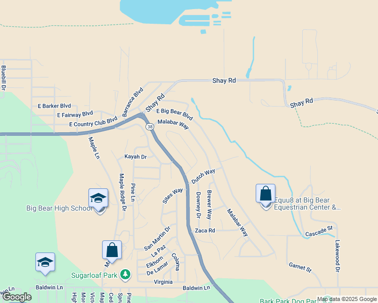 map of restaurants, bars, coffee shops, grocery stores, and more near 241 Turlock Drive in Big Bear