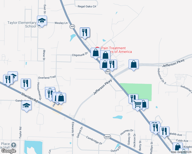 map of restaurants, bars, coffee shops, grocery stores, and more near 7002 Dollarway Road in White Hall