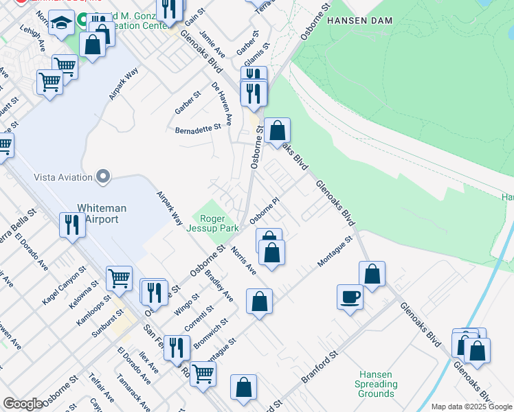 map of restaurants, bars, coffee shops, grocery stores, and more near 12351 Osborne Place in Los Angeles