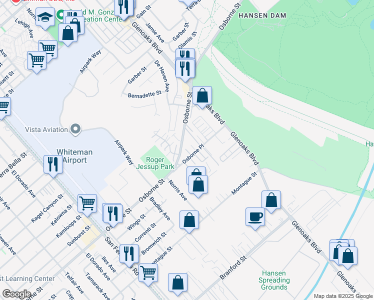 map of restaurants, bars, coffee shops, grocery stores, and more near 12351 Osborne Place in Los Angeles