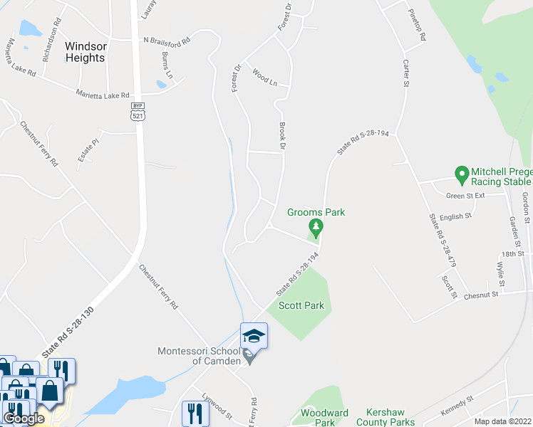 map of restaurants, bars, coffee shops, grocery stores, and more near 1717 Brook Drive in Camden