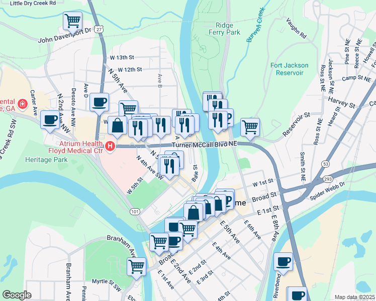map of restaurants, bars, coffee shops, grocery stores, and more near 15 Professional Court in Rome