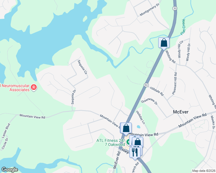 map of restaurants, bars, coffee shops, grocery stores, and more near 4267 Red Fox Trail in Oakwood