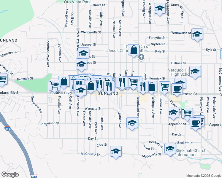 map of restaurants, bars, coffee shops, grocery stores, and more near in Los Angeles