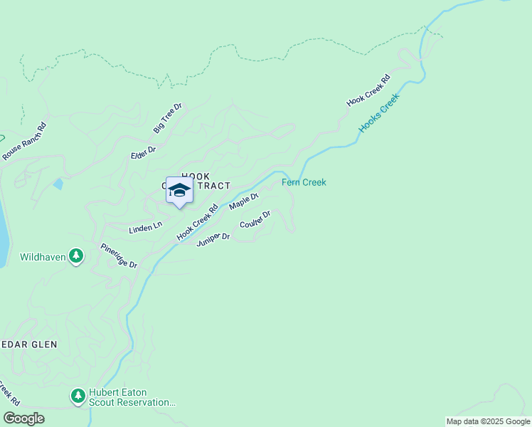 map of restaurants, bars, coffee shops, grocery stores, and more near Coulter Drive in Lake Arrowhead