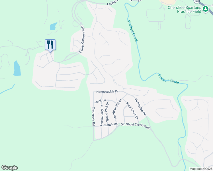 map of restaurants, bars, coffee shops, grocery stores, and more near 1107 Honeysuckle Drive in Canton