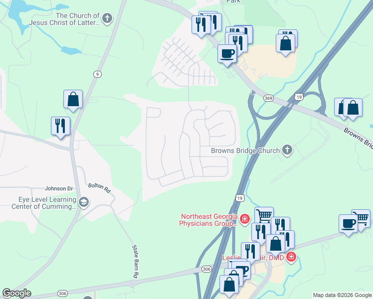 map of restaurants, bars, coffee shops, grocery stores, and more near 4095 Pointe Vecchio Circle in Cumming