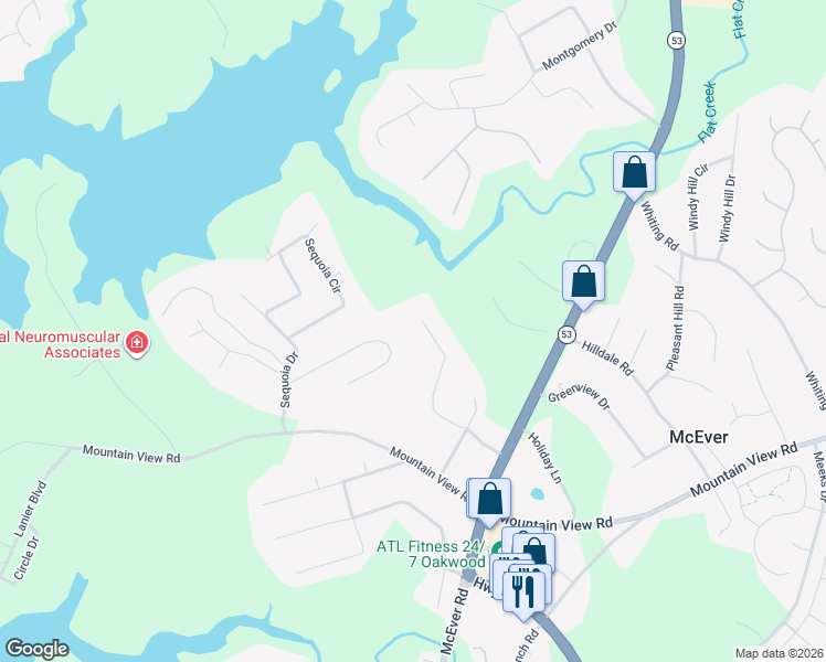 map of restaurants, bars, coffee shops, grocery stores, and more near 4275 Red Fox Trail in Oakwood