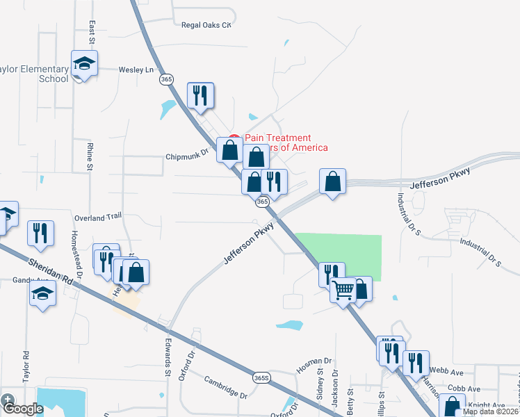 map of restaurants, bars, coffee shops, grocery stores, and more near 7002 Dollarway Road in White Hall