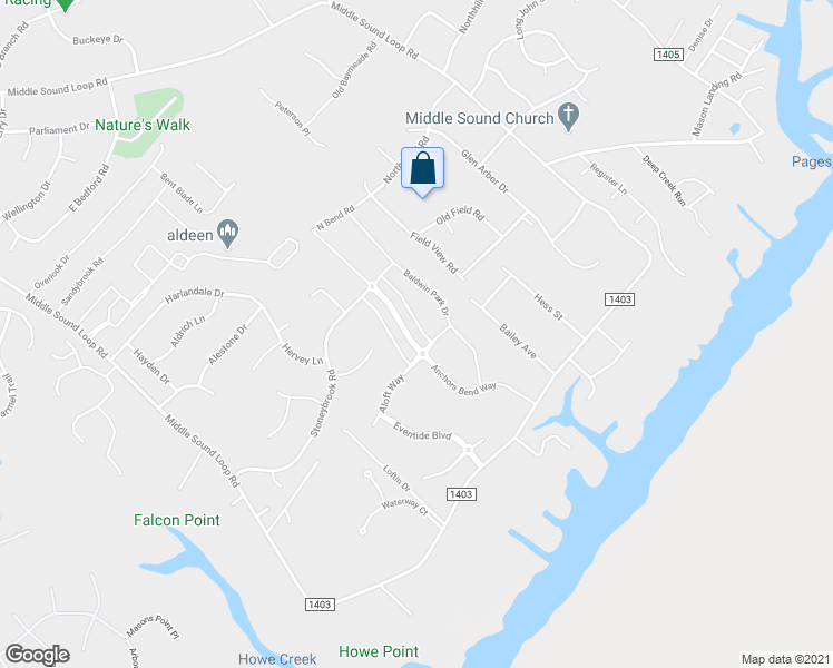 map of restaurants, bars, coffee shops, grocery stores, and more near 1054 Anchors Bend Way in Wilmington