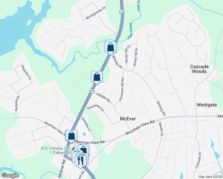 map of restaurants, bars, coffee shops, grocery stores, and more near 3825 Todd Drive in Oakwood