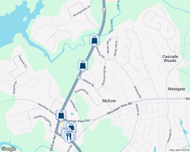 map of restaurants, bars, coffee shops, grocery stores, and more near 3825 Todd Drive in Oakwood
