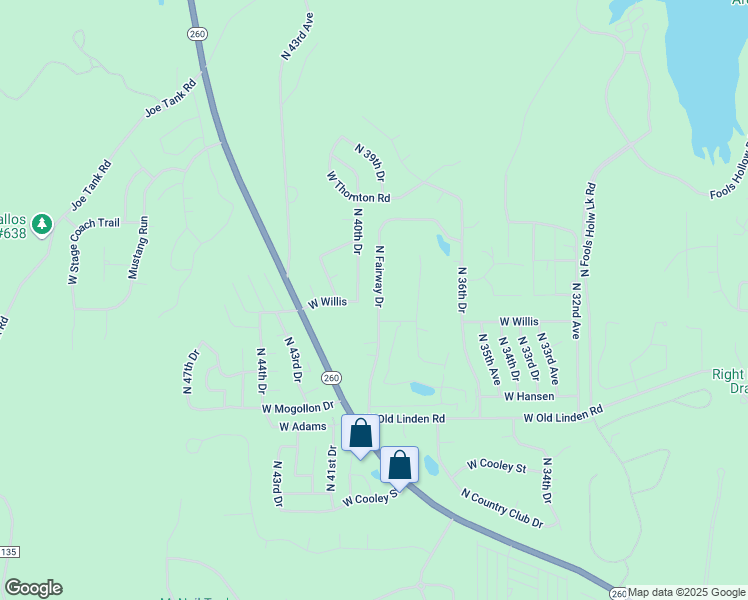 map of restaurants, bars, coffee shops, grocery stores, and more near 1201 North Fairway Drive in Show Low