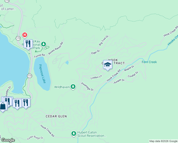 map of restaurants, bars, coffee shops, grocery stores, and more near 514 Cypress Road in Lake Arrowhead