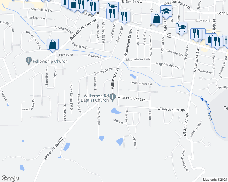 map of restaurants, bars, coffee shops, grocery stores, and more near 131 Williamson Street in Rome