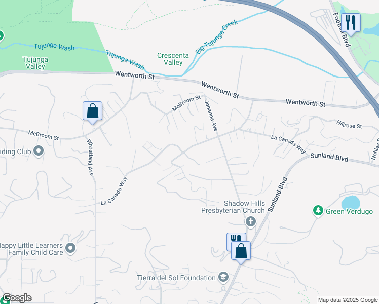map of restaurants, bars, coffee shops, grocery stores, and more near 10500 Mary Bell Avenue in Los Angeles