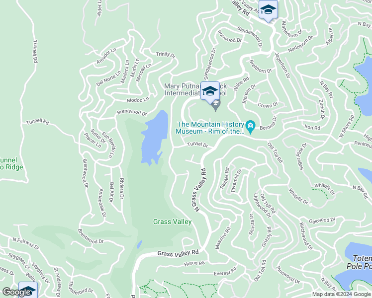 map of restaurants, bars, coffee shops, grocery stores, and more near 26937 Tunnel Drive in Lake Arrowhead