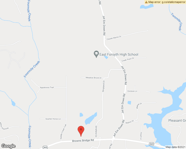 map of restaurants, bars, coffee shops, grocery stores, and more near 9390 Meadow Brook Drive in Gainesville