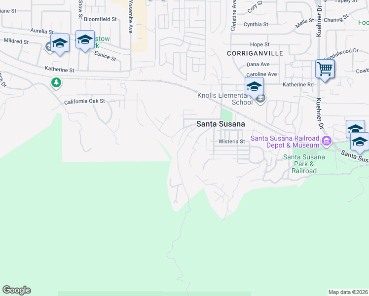 map of restaurants, bars, coffee shops, grocery stores, and more near 1125 Black Canyon Road in Simi Valley